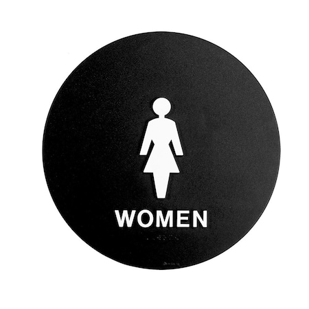 Bcf 12 x 12, Women Door Sign, Circular Print, Picture & Text, Black SBH12W-BLACK